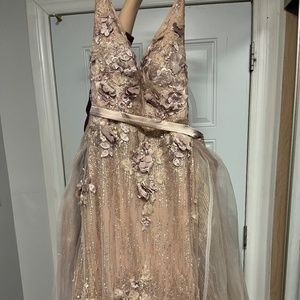 Designer Portia And Scarlett Blush-Pink Formal Gown, Worn Once! Detachable Skirt